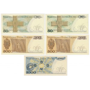 50, 500 i 1.000 zł 1982-1988 - zestaw (5szt)