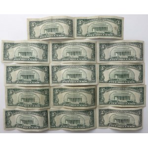 USA, 5 dolarów 1950-1988 - zestaw (14szt)