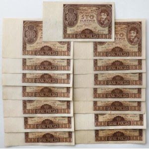 100 zł 1934 - ładne, świeże - zestaw (15szt)