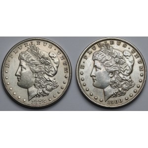 USA, Dolar 1878-S i 1900-O, San Francisco i New Orleans - Morgan Dollar - zestaw (2szt)