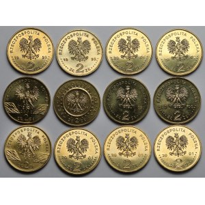 2 złote 1996-2003 - w tym Zamek Lidzbark Warmiński i Jelonek Rogacz - zestaw (12szt)