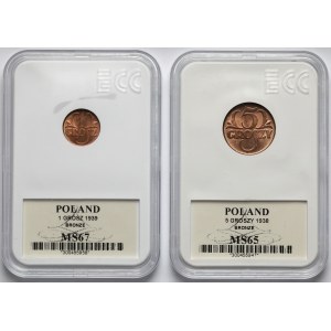 1 i 5 groszy 1938 - zestaw (2szt)