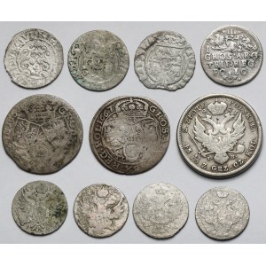 Polska Królewska i zabory - monety srebrne 1607-1840 - zestaw (11szt)