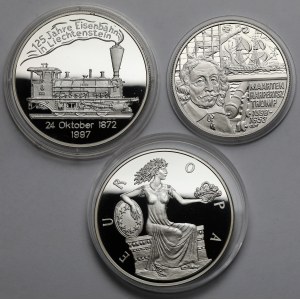 Niderlandy, Liechtenstein i Andora, SREBRNE monety 1997-1998 - zestaw (3szt)