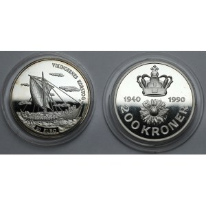 Dania, 200 kroner 1990 i 20 euro 1997 - zestaw (2szt)