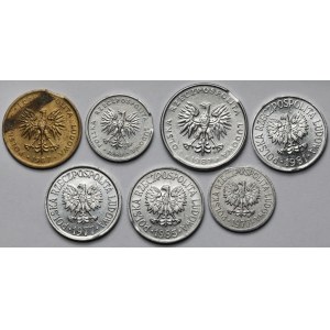 Destrukty 10 groszy - 2 złote 1977-1989 - końcówki blachy - zestaw (7szt)