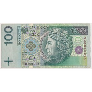 100 zł 1994 - JL - 0000047 - niski numer dwucyfrowy