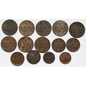 1-5 groszy 1928-1935 - zestaw (14szt)