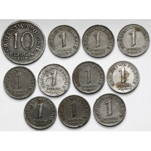 Królestwo Polskie, 1-10 fenigów 1917-1918 - zestaw (11szt)