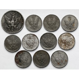 Królestwo Polskie, 1-10 fenigów 1917-1918 - zestaw (11szt)