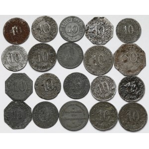 Polska i Niemcy, Monety zastępcze, 10-50 fenigów - zestaw (20szt)