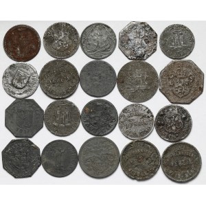 Polska i Niemcy, Monety zastępcze, 10-50 fenigów - zestaw (20szt)