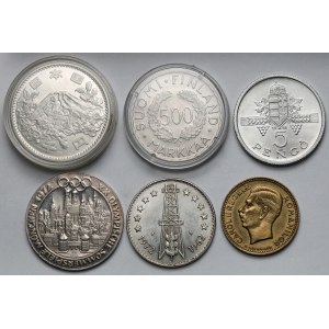 Japonia, Finlandia, Rumunia..., Monety i medale okolicznościowe - w tym SREBRA (6szt)