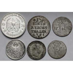 Niemcy, Monety srebrne 1765-1934, w tym Wrocław - zestaw (6szt)