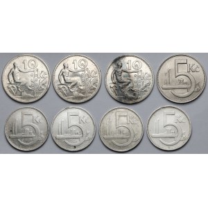Czechosłowacja, 5-10 koron 1927-1932 - zestaw (8szt)