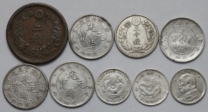 China and Japan, Silver and Bronze Coins - Set (9pcs)