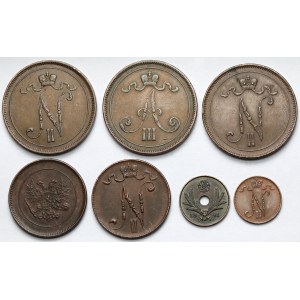 Finlandia, 1-10 pennia 1890-1941 - zestaw (7szt)