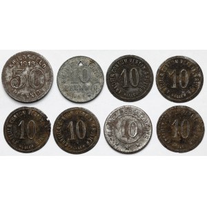 Niemcy, Monety zastępcze, 10-50 fenigów - zestaw (8szt)
