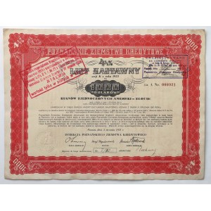 Poznań, PZK, List zastawny 1.000 dolarów 1933
