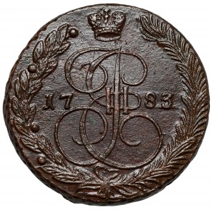 Rosja, Katarzyna II, 5 kopiejek 1783/2 EM, Ekaterinburg - przebitka daty