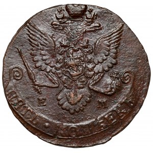 Rosja, Katarzyna II, 5 kopiejek 1783/2 EM, Ekaterinburg - przebitka daty