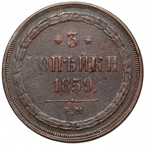 Rosja, Aleksander II, 3 kopiejki 1859 EM, Ekaterinburg