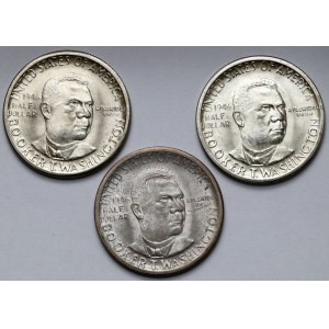 USA, 1/2 dolara 1946 Booker T. Washington Memorial - zestaw z 3 mennic