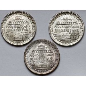 USA, 1/2 dolara 1946 Booker T. Washington Memorial - zestaw z 3 mennic