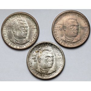 USA, 1/2 dolara 1946 Booker T. Washington Memorial - zestaw z 3 mennic