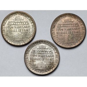 USA, 1/2 dolara 1946 Booker T. Washington Memorial - zestaw z 3 mennic