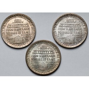 USA, 1/2 dolara 1946 Booker T. Washington Memorial - zestaw z 3 mennic