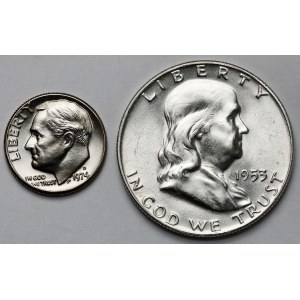 USA, 1/2 dolara 1953 i Dime 1974 - zestaw (2szt)