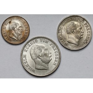 Prusy, Wilhelm I, od 1/2 do 2-1/2 grosza srebrnego 1863-1869 - zestaw (3szt)