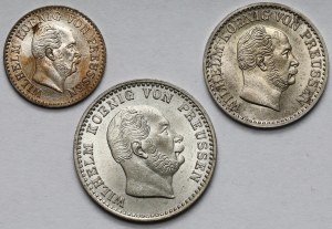 Prusse, Guillaume Ier, 1/2 à 2-1/2 centimes d'argent 1863-1869 - set (3pc)