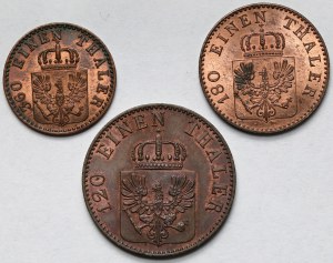 Prussia, Wilhelm I, 1-3 pfennigs 1863-1864 - set (3pcs)