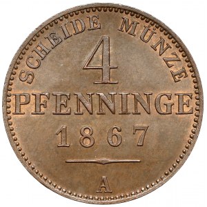 Prusy, Wilhelm I, 4 fenigi 1867-A, Berlin