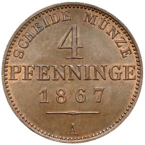 Prusse, Guillaume Ier, 4 fenigs 1867-A, Berlin