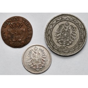 Niemcy, 1-20 fenigów 1842-1888 - zestaw (3szt)