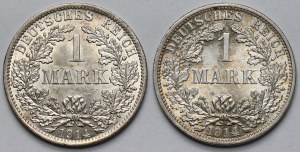 Germany, Prussia, 1 mark 1914 A and F - set (2pcs)