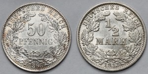 Germany, Prussia, 1/2 mark and 50 fenig 1896-1913 - set (2pcs)