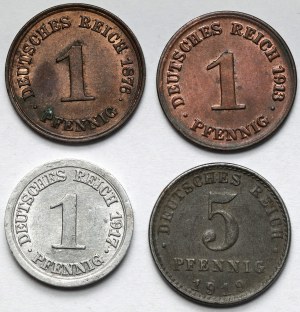 Allemagne, Prusse, 1-5 fenig 1876-1919 - set (4pc)