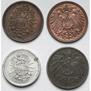 Niemcy, Prusy, 1-5 fenigów 1876-1919 - zestaw (4szt)