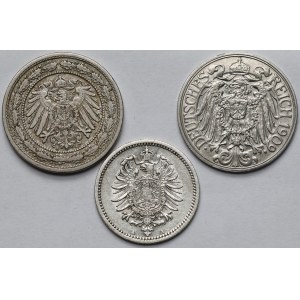 Niemcy, Prusy, 20-50 fenigów 1875-1909 - zestaw (3szt)