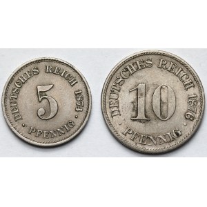 Niemcy, Prusy, 5-10 fenigów 1875-1876 - zestaw (2szt)