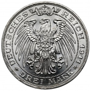 Prusy, 3 marki 1911-A, Berlin - Uniwersytet we Wrocławiu