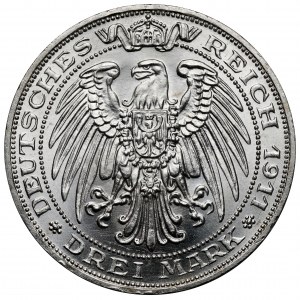 Prusy, 3 marki 1911-A, Berlin - Uniwersytet we Wrocławiu