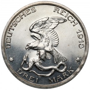 Prusse, 3 Marks 1913-A, Berlin - Bataille des Nations - LUSTRADE
