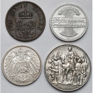 Niemcy, 3-50 fenigów i 1-2 marki 1866-1922 - zestaw (4szt)