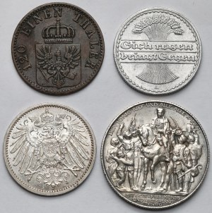 Allemagne, 3-50 fenig et 1-2 marks 1866-1922 - set (4pcs)