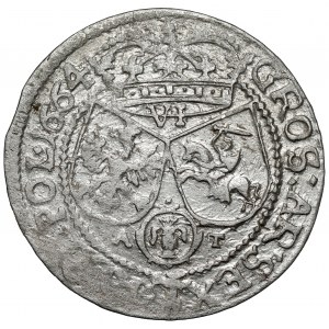 Jan II Kazimierz, Szóstak Kraków 1664 AT